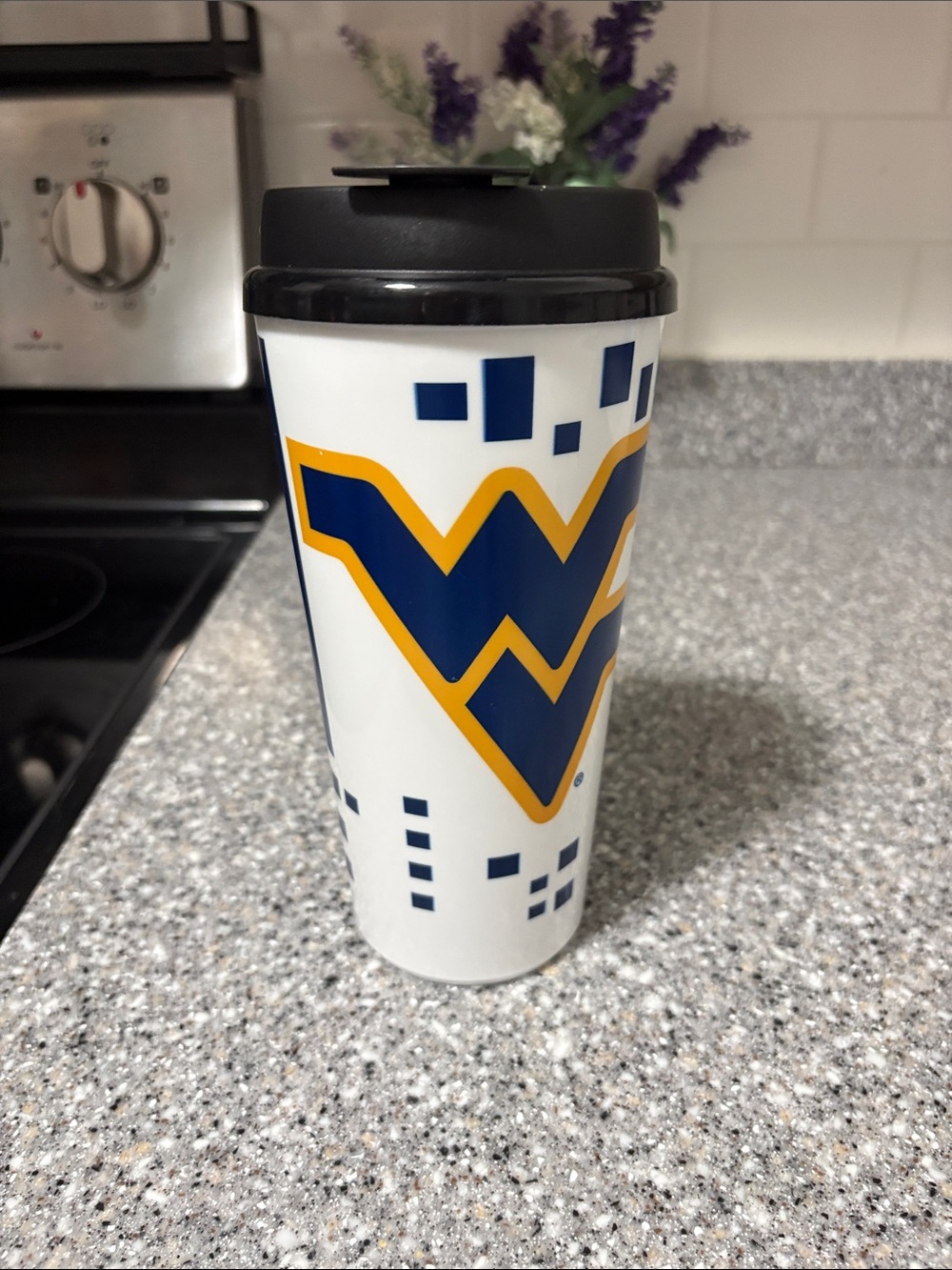 West Virginia Travel Tumbler - White with Blue & Gold Logo